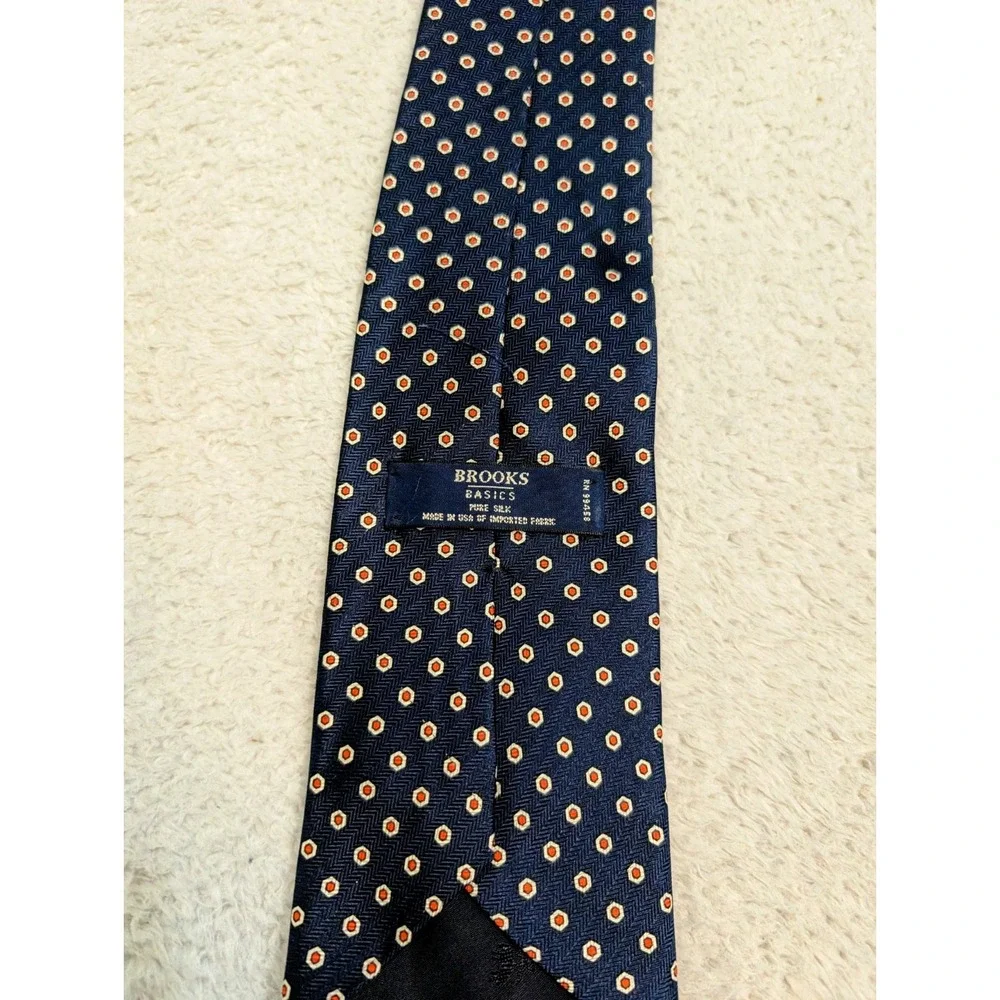 Brooks Brothers Basics Mens Neck Tie Navy Blue Geometric‎ Silk Classic Career